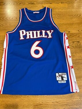 Julius Erving Dr. J #6 Philadelphia 76ers Throwback Blacktops Edition Adult L